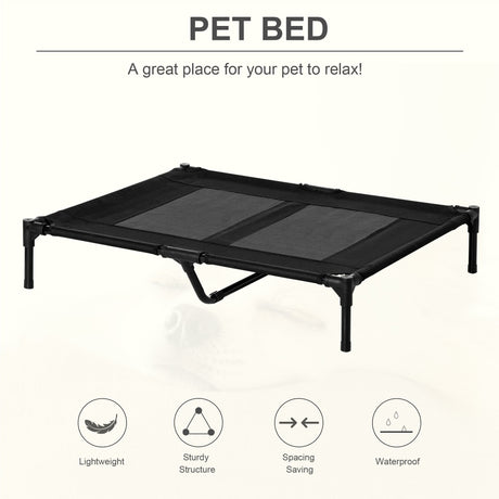 Large Raised Dog Bed, Cooling, Portable, Black, PawHut,