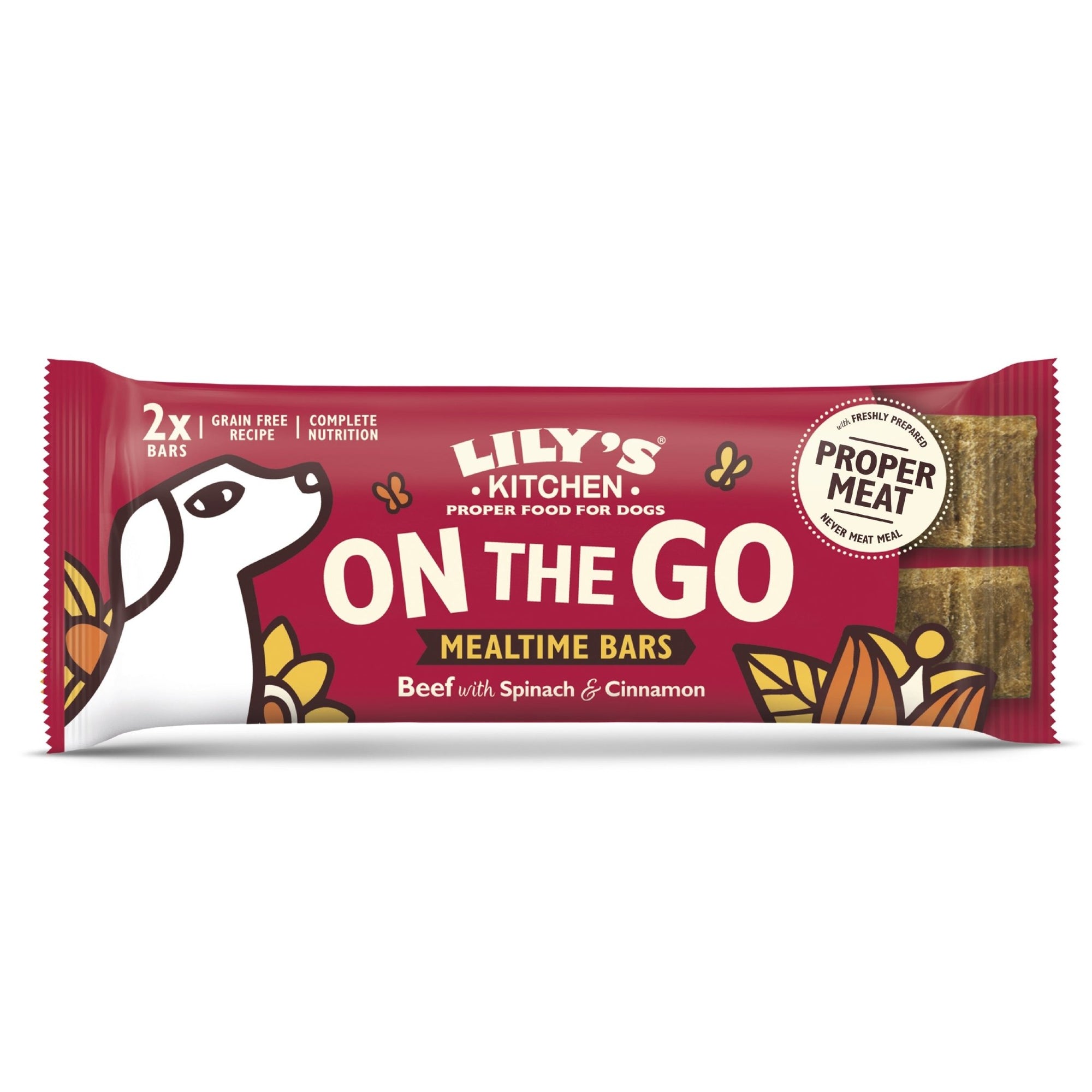Lily's Kitchen On the Go Bars Beef with Spinach & Cinnamon 2 Pack 16 x 40g, Lily's Kitchen,