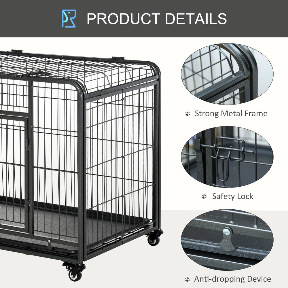 Metal Dog Cage Kennel with Locking Door & Wheels, Removable Tray For Large or Extra Large Pets, PawHut, Large