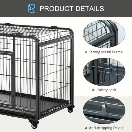 Metal Dog Cage Kennel with Locking Door & Wheels, Removable Tray For Large or Extra Large Pets, PawHut, XLarge