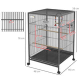 Mobile Bird Cage with Stand for Small Birds | Perches & Swing, PawHut,