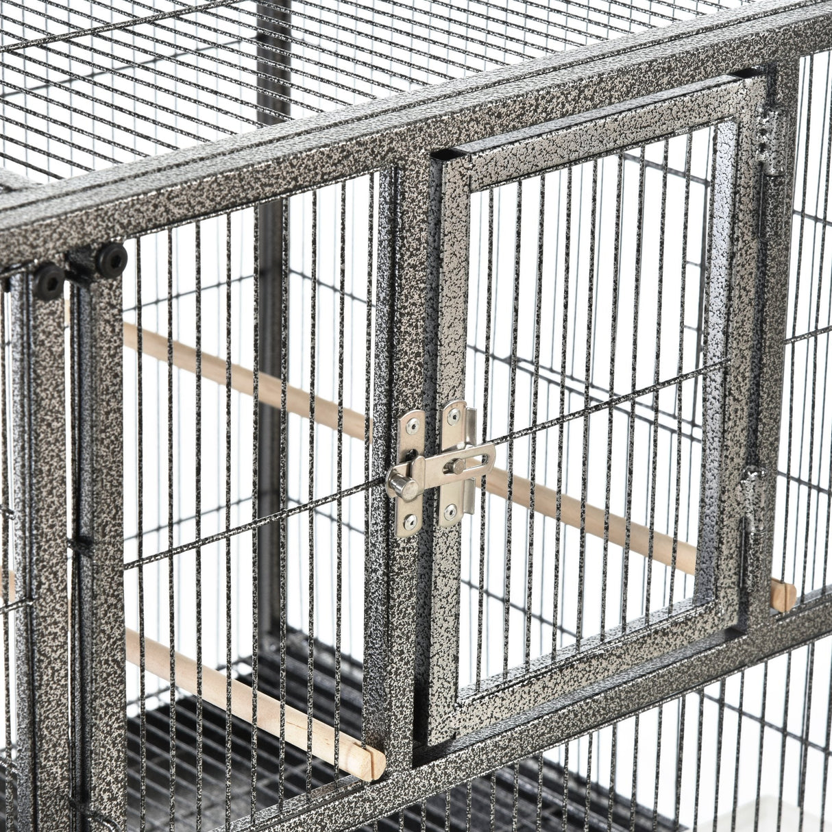 Mobile Double Parrot Cage with Perches and Storage, PawHut,