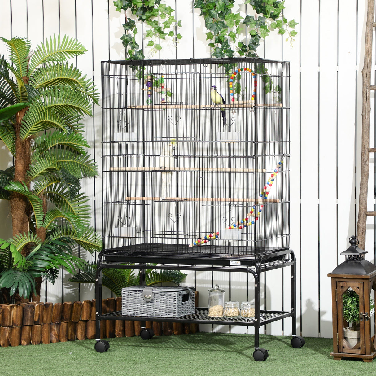 Mobile Flight Bird Cage with Toys - Canaries, Finches, Lovebirds, PawHut,