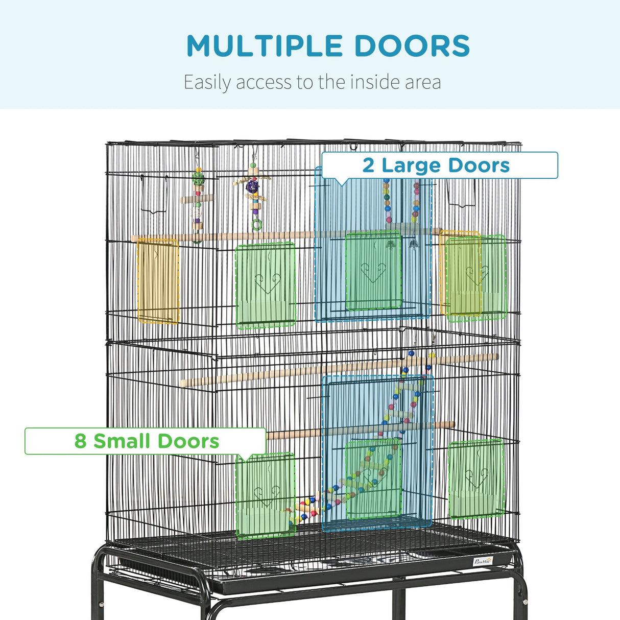 Mobile Flight Bird Cage with Toys - Canaries, Finches, Lovebirds, PawHut,