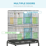 Mobile Flight Bird Cage with Toys - Canaries, Finches, Lovebirds, PawHut,
