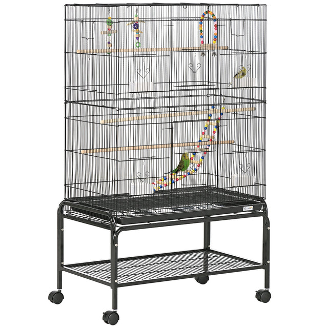 Mobile Flight Bird Cage with Toys - Canaries, Finches, Lovebirds, PawHut,