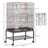 Mobile Flight Bird Cage with Toys - Canaries, Finches, Lovebirds, PawHut,