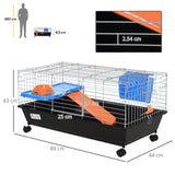 Mobile Small Animal Cage - Ideal for Small Rabbits, Guinea Pigs, PawHut, Black