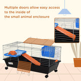 Mobile Small Animal Cage - Ideal for Small Rabbits, Guinea Pigs, PawHut, Black