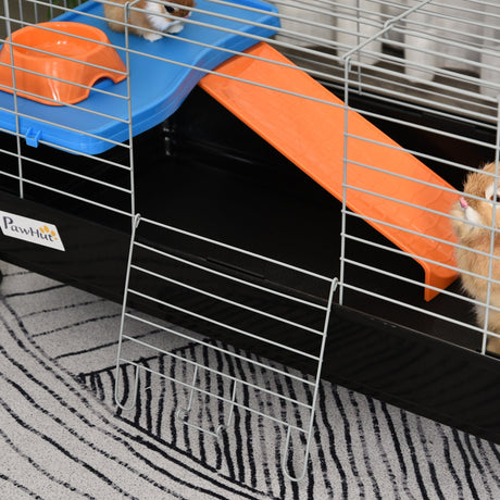 Mobile Small Animal Cage - Ideal for Small Rabbits, Guinea Pigs, PawHut, Black