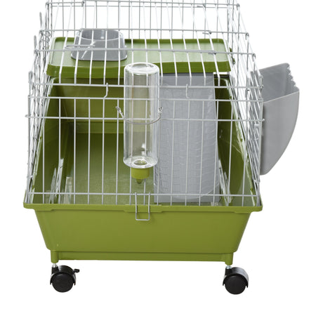 Mobile Small Animal Cage - Ideal for Small Rabbits, Guinea Pigs, PawHut, Green