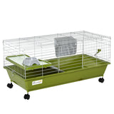 Mobile Small Animal Cage - Ideal for Small Rabbits, Guinea Pigs, PawHut, Green