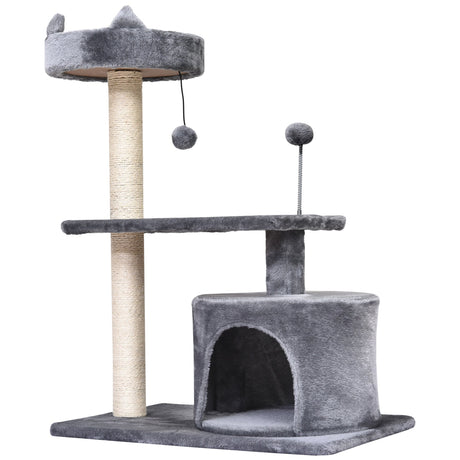 Mult Level Cat Tree for Indoor Cats with Scratching Post Bed Condo Perch, Kitten Climbing Tower, PawHut, Beige
