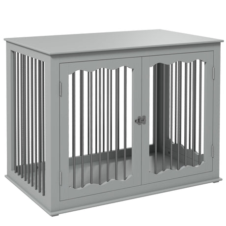 Multi-Access Dog Crate Table for Large Dogs - Grey, PawHut,