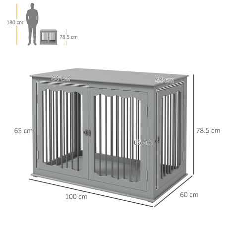 Multi-Access Dog Crate Table for Large Dogs - Grey, PawHut,