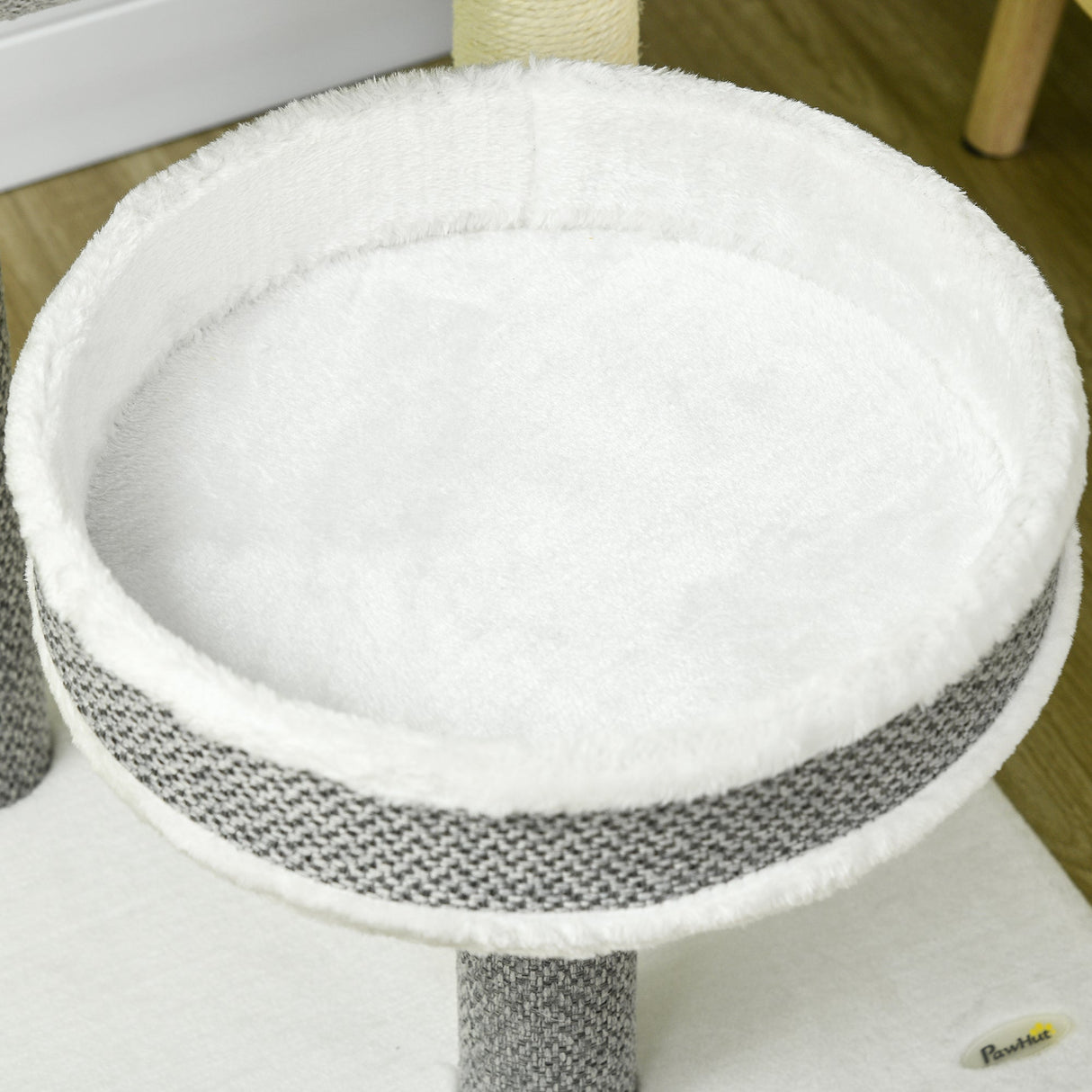 Multi-Feature Cat Tree: Bed, Tunnel & Scratching Post 48 x 48 x 73 cm - White, PawHut,