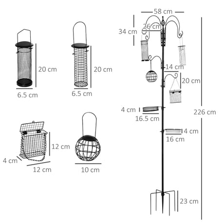 Multi-Hook Bird Feeding Station Kit with 4 Feeders, PawHut,