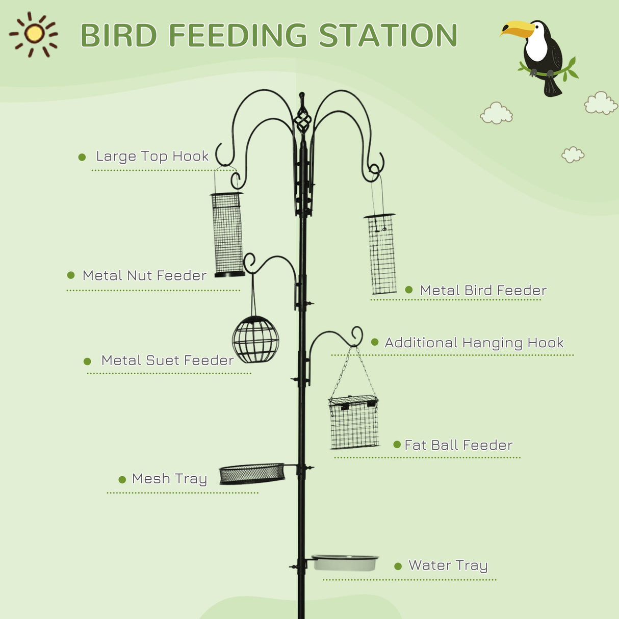 Multi-Hook Bird Feeding Station Kit with 4 Feeders, PawHut,