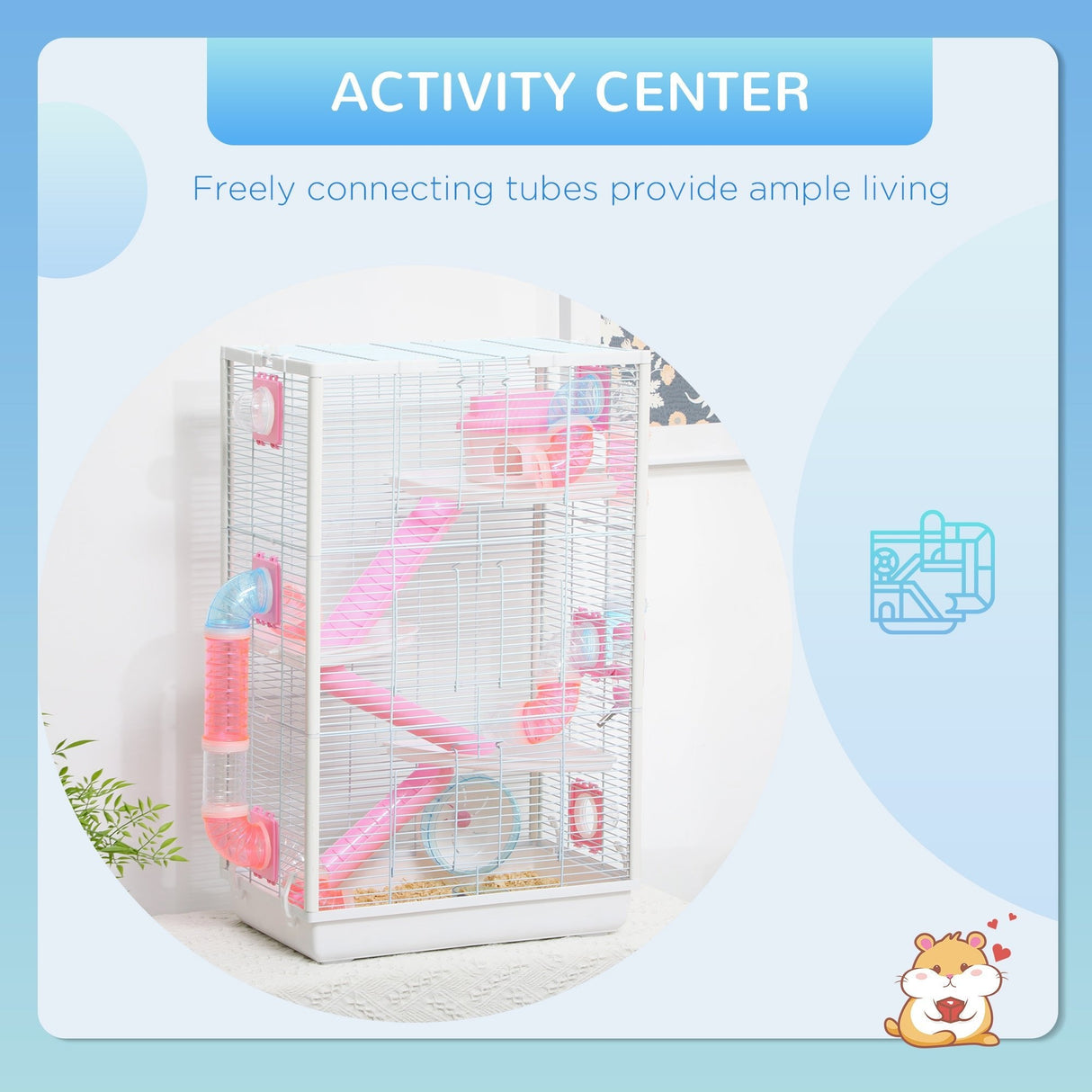 Multi-Level Hamster & Gerbil Cage with Accessories, PawHut,