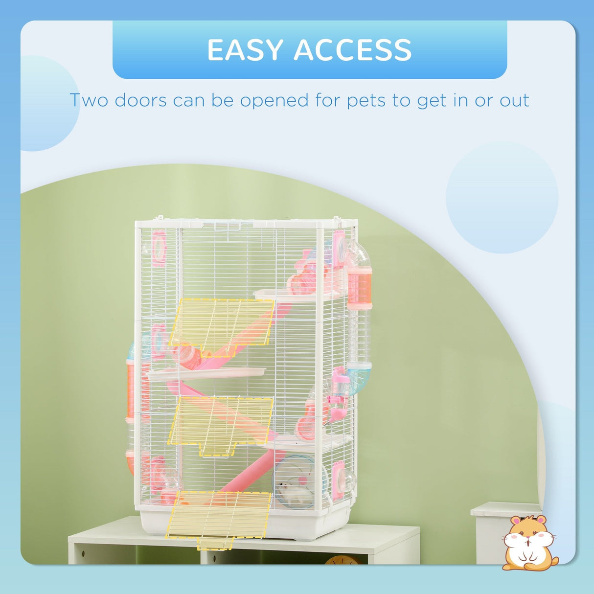 Multi-Level Hamster & Gerbil Cage with Accessories, PawHut,