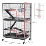 Multi-Level Small Animal Cage on Wheels with Hammocks, PawHut,