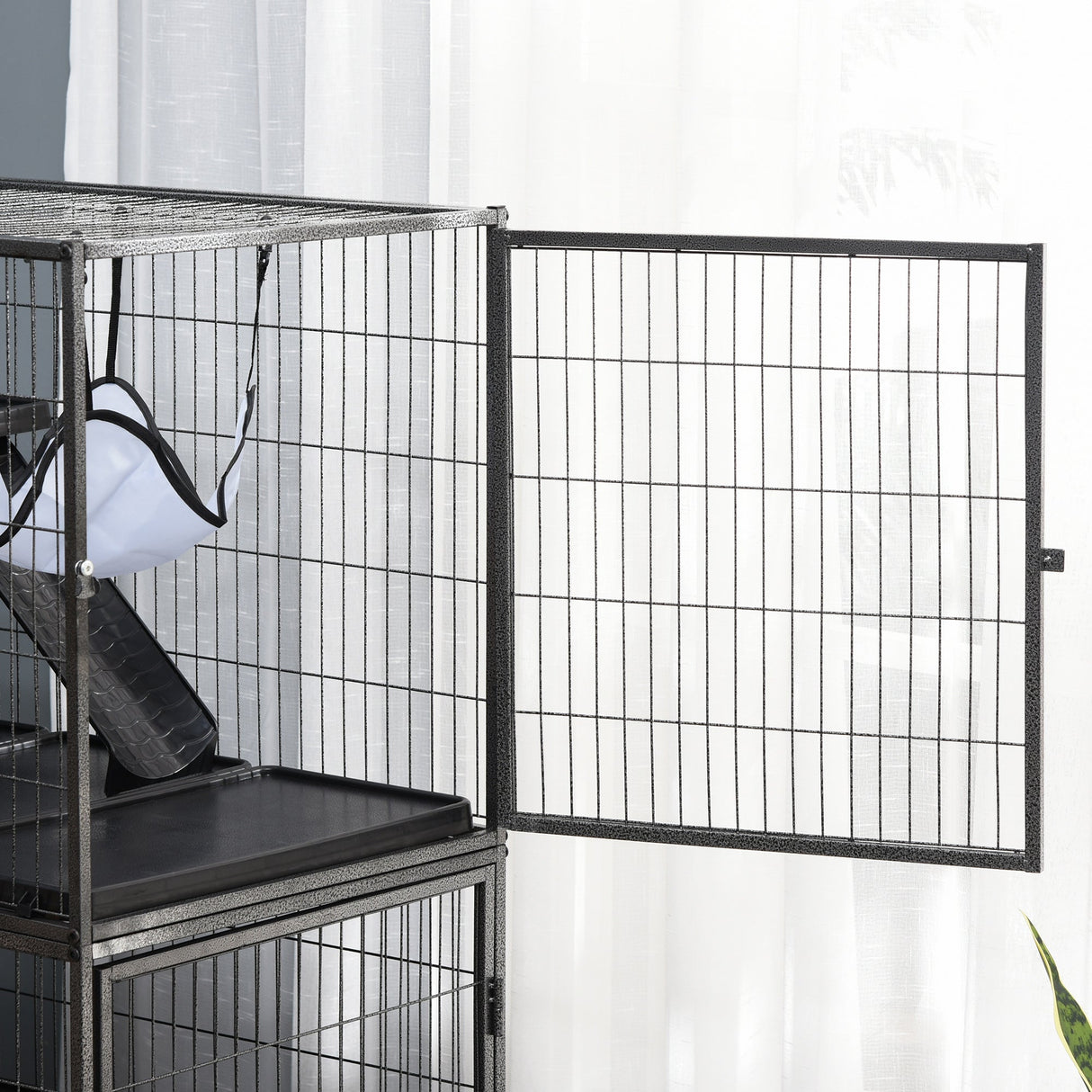 Multi-Level Small Animal Cage on Wheels with Hammocks, PawHut,