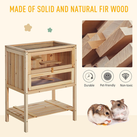 Multi-Level Wooden Hamster Cage with Storage - 60x40x80cm, PawHut,