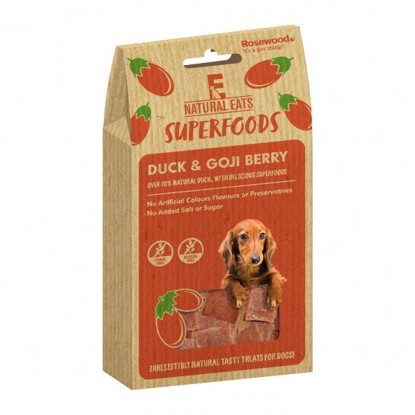 Natural Eats Superfood Duck & Goji Berry 12 x 80g, Rosewood,