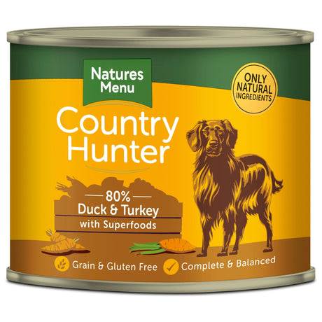Natures Menu Country Hunter Dog Tins Duck & Turkey 6x600g, Natures Menu,