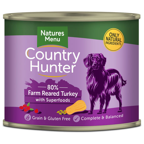 Natures Menu Country Hunter Dog Tins Turkey 6x600g, Natures Menu,