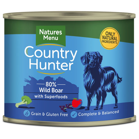 Natures Menu Country Hunter Dog Tins Wild Boar 6x600g, Natures Menu,