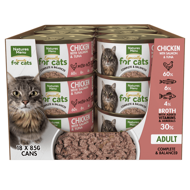 Natures Menu for Cats Adult Chicken with Salmon & Tuna Tins 18 x 85g, Natures Menu,