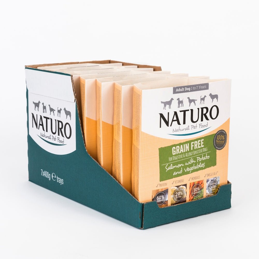 Naturo Adult Grain Free Salmon with Potato and Vegetables 7x400g, Naturo,