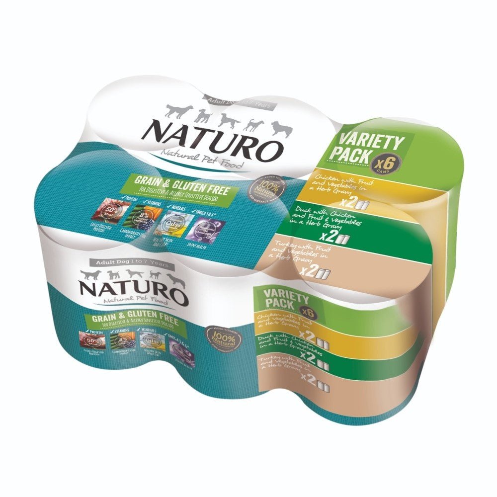 Naturo Adult Grain & Gluten Free Variety in Herb Gravy Tins 4x (6x390g), Naturo,