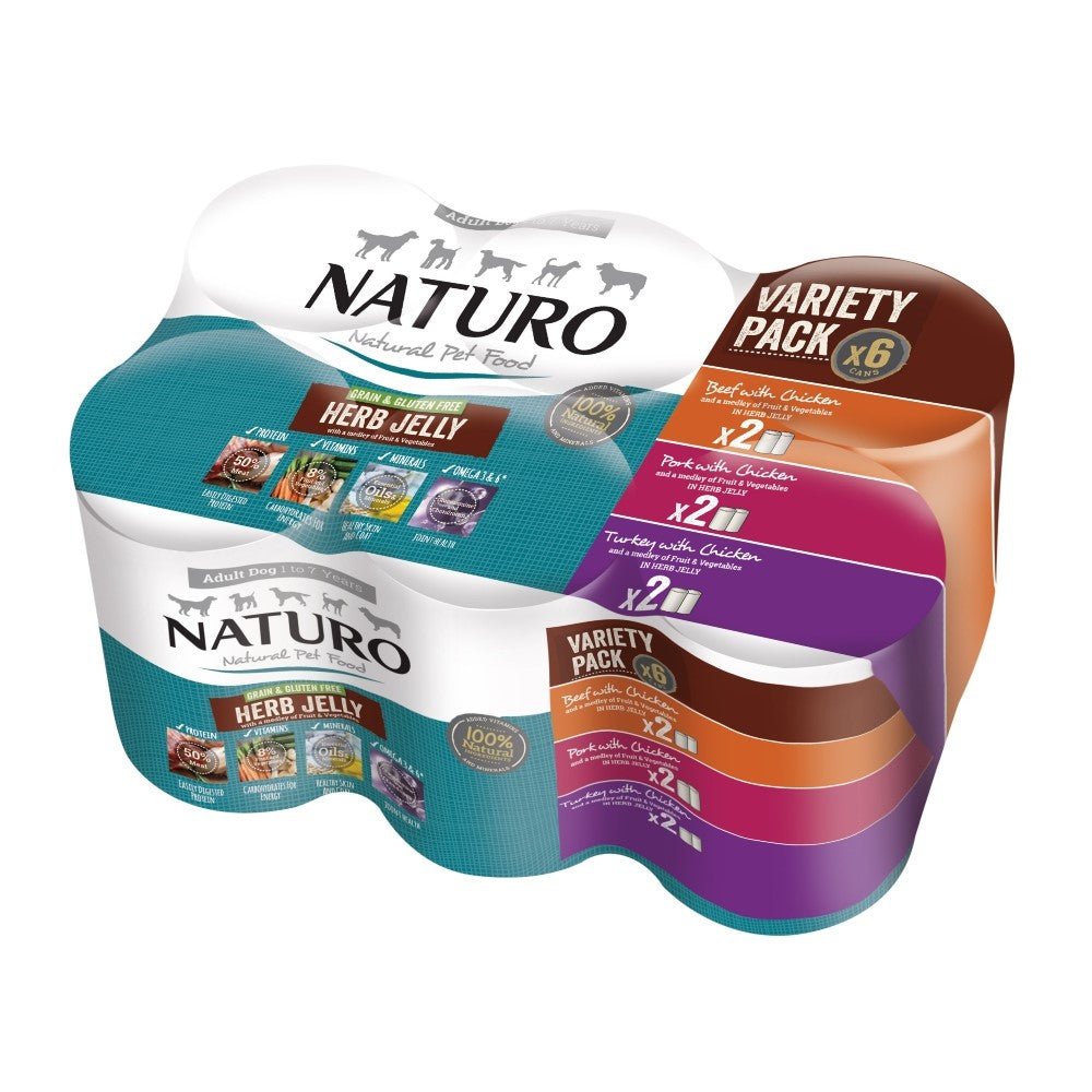 Naturo Adult Grain & Gluten Free Variety in Herb Jelly Tins 4x (6x390g), Naturo,