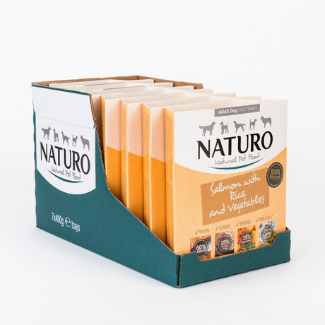 Naturo Adult Salmon with Rice & Veg Trays 400g x 7, Naturo,