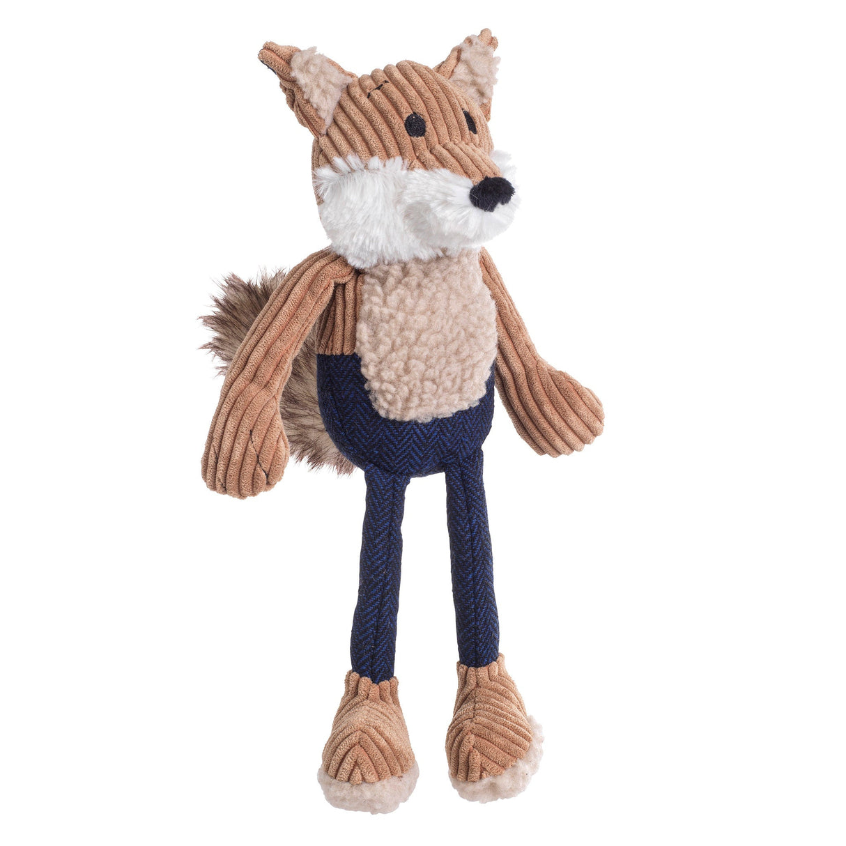 Navy Tweed Long Legged Fox Dog Toy, House of Paws,