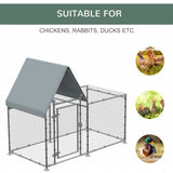 Outdoor Chicken Run for 4-6 Birds, Galvanised Metal Enclosure, PawHut,
