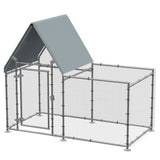 Outdoor Chicken Run for 4-6 Birds, Galvanised Metal Enclosure, PawHut,