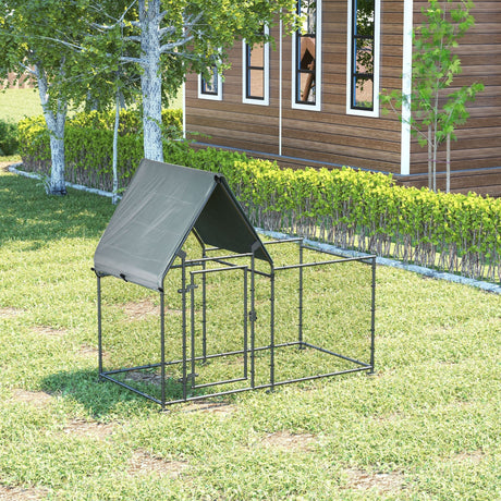 Outdoor Chicken Run for 4-6 Birds, Galvanised Metal Enclosure, PawHut,