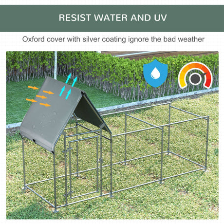 Outdoor Chicken Run for 6-8 Birds, Galvanised Metal Enclosure, PawHut,