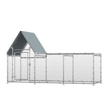 Outdoor Chicken Run for 6-8 Birds, Galvanised Metal Enclosure, PawHut,