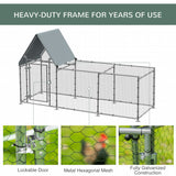 Outdoor Chicken Run for 6-8 Birds, Galvanised Metal Enclosure, PawHut,