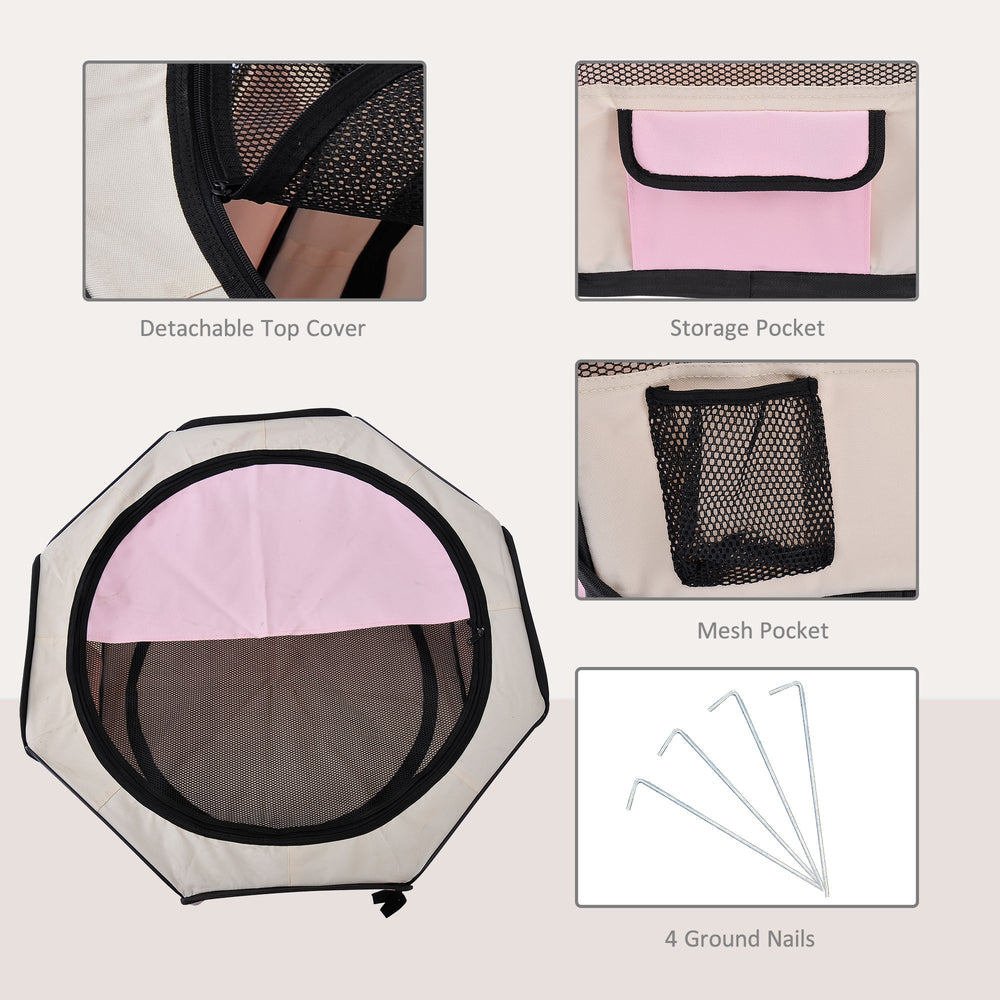 Outdoor Fabric Pet Playpen, 8-Panel Mesh for Puppy and Dog, or Small Mammals, PawHut, Blue/Black