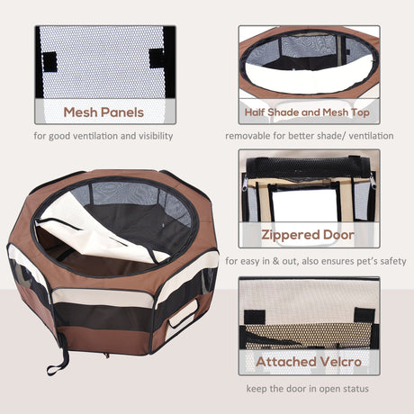 Outdoor Fabric Pet Playpen, 8-Panel Mesh for Puppy and Dog, or Small Mammals, PawHut, Blue/Black