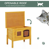 Outdoor Garden Wooden Cat House with Water-Resistant Door & Window, PawHut,