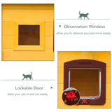 Outdoor Garden Wooden Cat House with Water-Resistant Door & Window, PawHut,