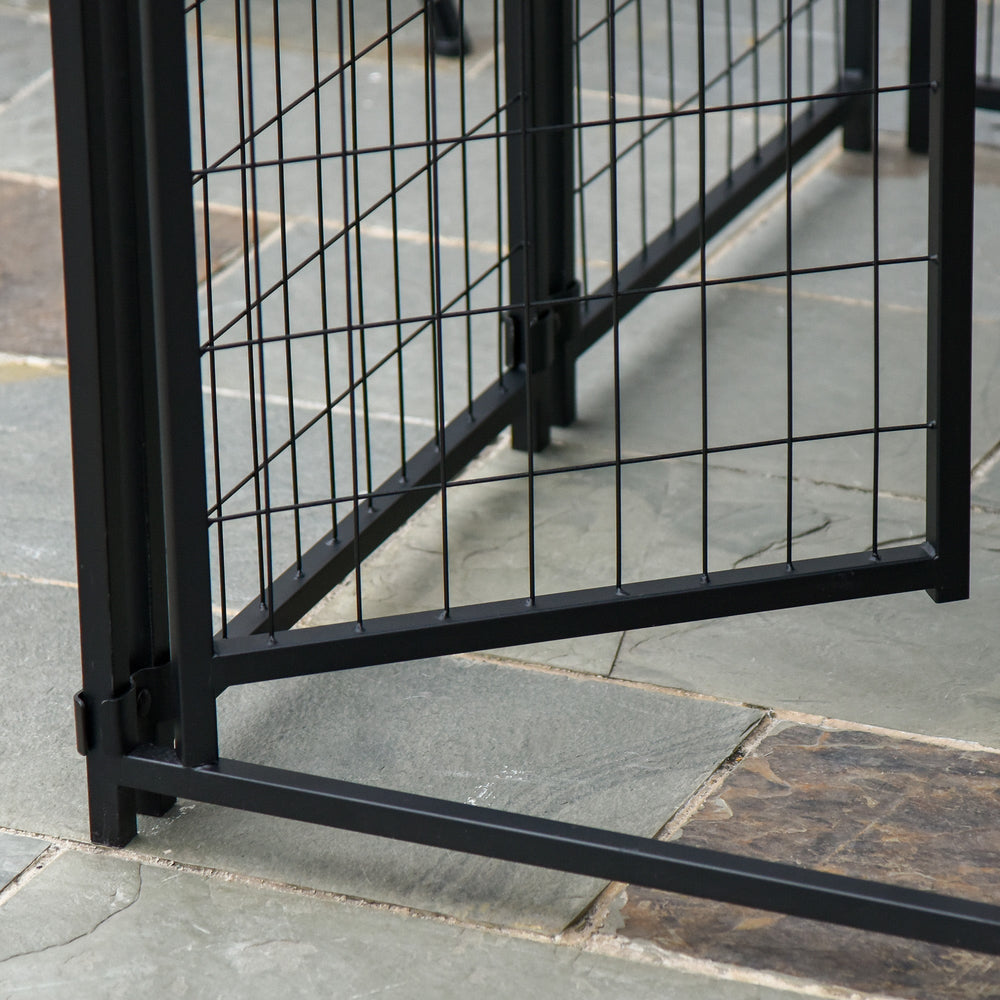 Outdoor Metal Dog Kennel Run, with UV-Resistant Canopy | Two Sizes, PawHut, 138H x 120L x 120W cm