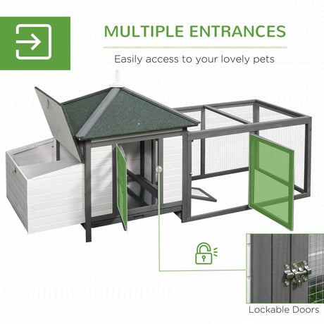 Outdoor Pine Chicken Coop with Nesting Box, PawHut, Dark Grey