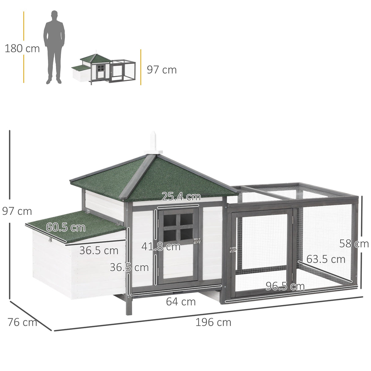 Outdoor Pine Chicken Coop with Nesting Box, PawHut, Dark Grey